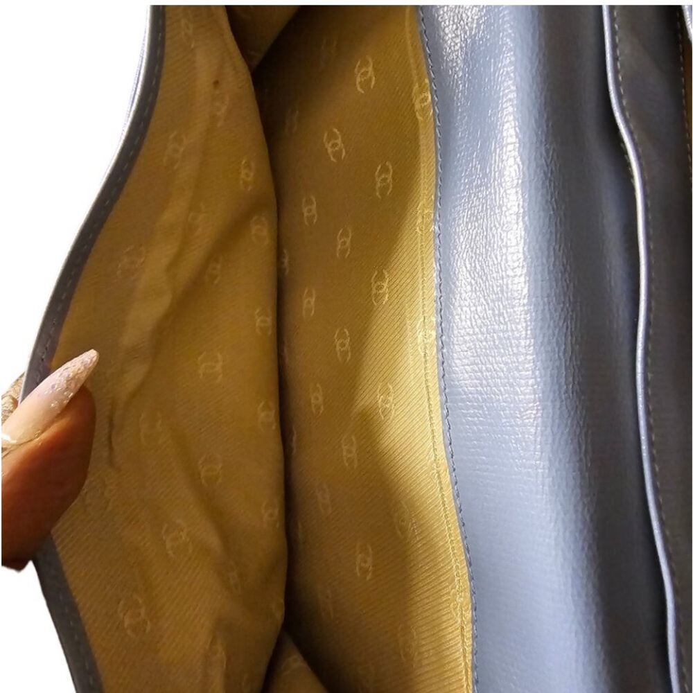 CHANEL Vintage CC Button Long Bifold Wallet Purse Leather Blue Made In Spain EUC - Picture 14 of 16